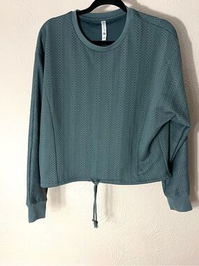 EBB & FLOW Women's Textured Drawstring Sweatshirt - Teal Blue